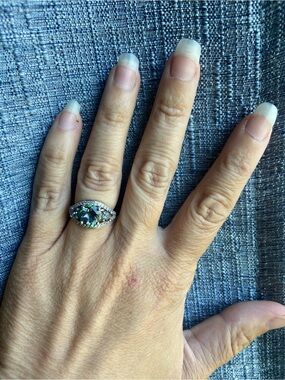 Sterling Silver Mystic Topaz Halo Ring - Green Blue Accent
